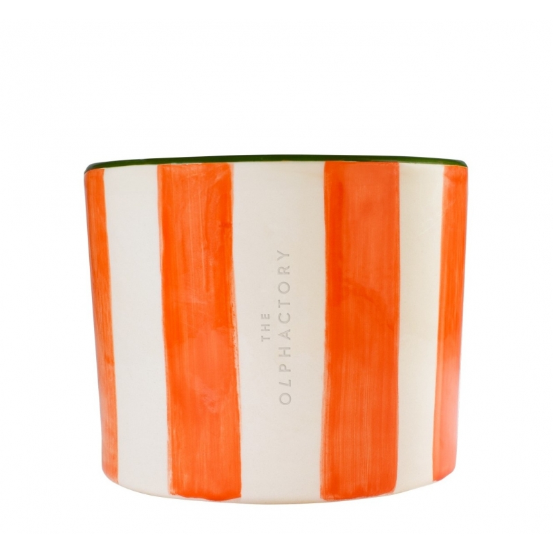 Jardin des Orangers, Ριγέ Φυτικό αρωματικό κερί 320gr σε χειροποίητο δοχείο - The Olphactory