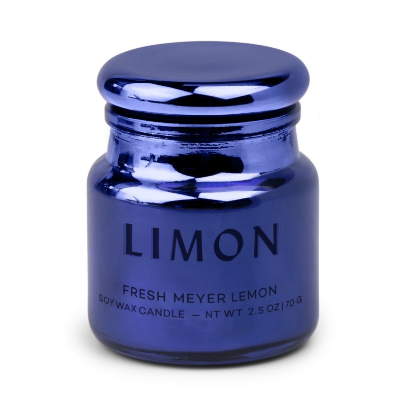 Meyer Lemon Φυτικό Κερί 70gr σε μπλε γυάλινο δοχείο με καπάκι, Chroma Limon - Paddywax