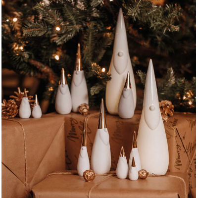 Raeder - Σετ 3 Μίνι Πορσελάνινα Διακοσμητικά "Santa" Gold