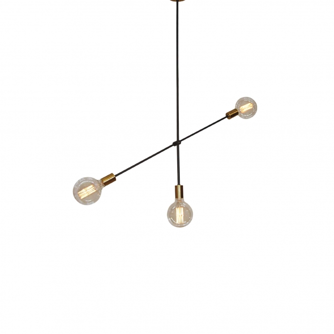 SE 136-3 CODY PENDANT BLACK & BRUSHED BRASS B1