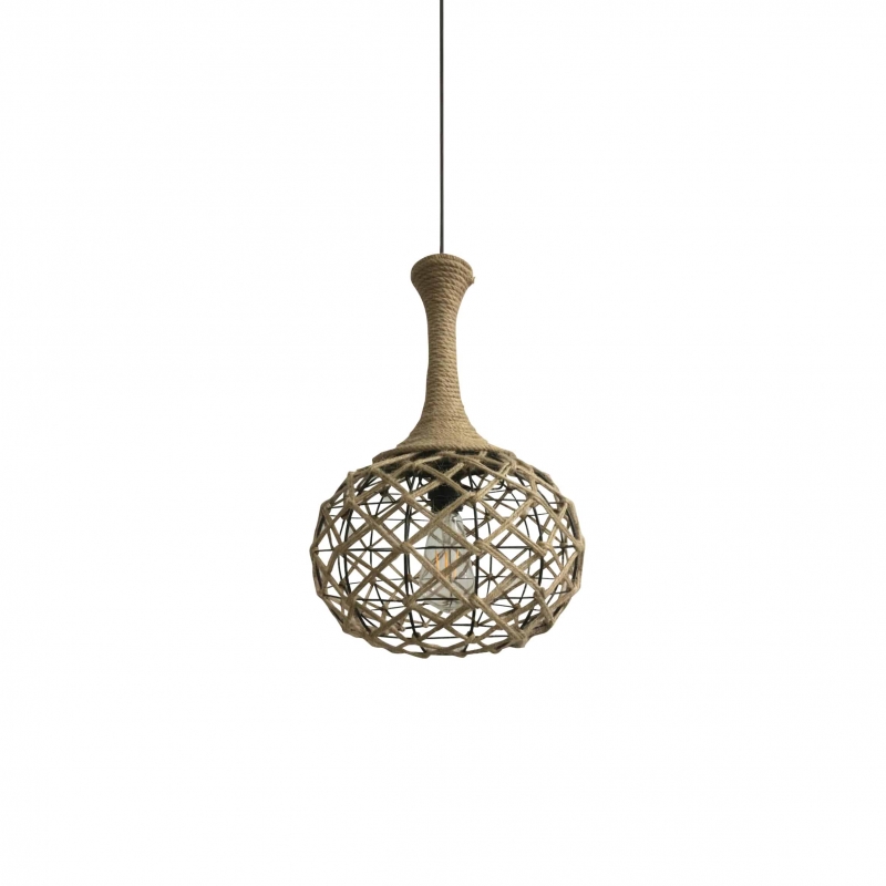 HM7 REP PENDANT LAMP BLACK METAL & ROPE Z3