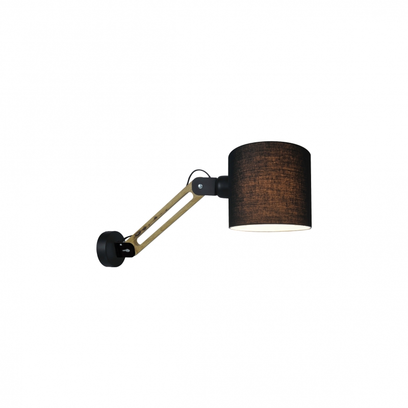 WL17013 ANGONA WALL LAMP BLACK & WOOD COLOR 1E3 WL17013 ANGONA WALL LAMP BLACK & WOOD COLOR 1E3