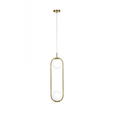 SE 110-2 PRATO PENDANT BRASS GOLD WITH 2 OPAL GLASSES Φ15 Γ4