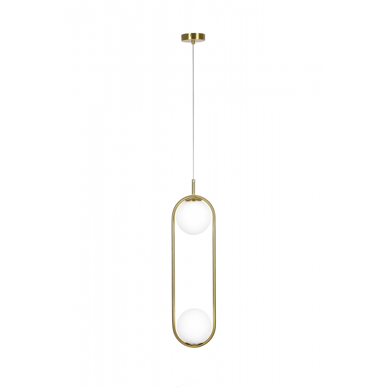 SE 110-2 PRATO PENDANT BRASS GOLD WITH 2 OPAL GLASSES Φ15 Γ4