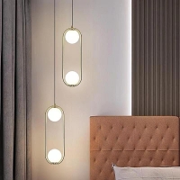 SE 110-2 PRATO PENDANT BRASS GOLD WITH 2 OPAL GLASSES Φ15 Γ4