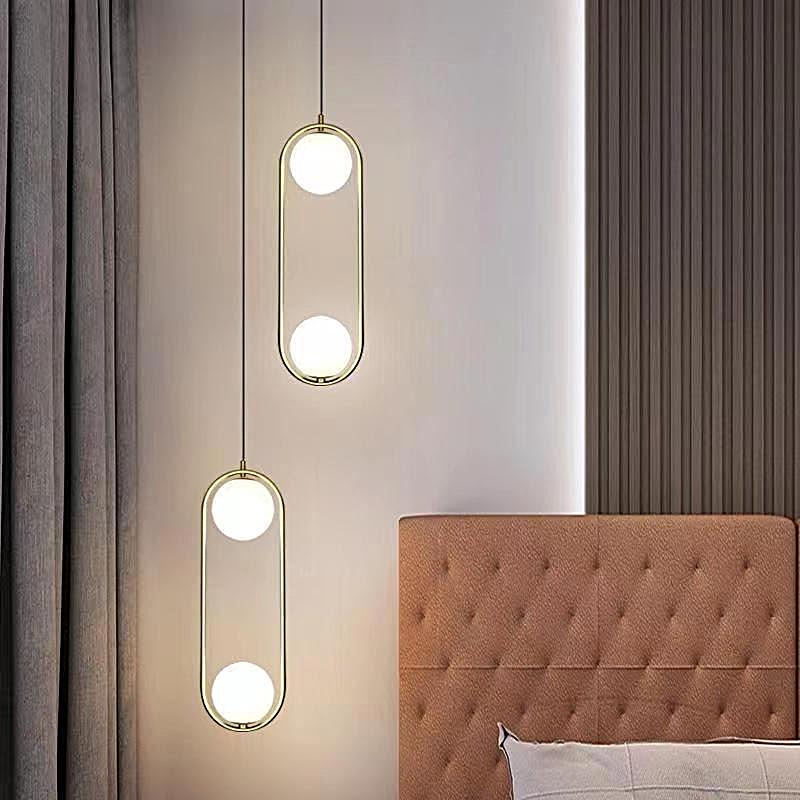 SE 110-2 PRATO PENDANT BRASS GOLD WITH 2 OPAL GLASSES Φ15 Γ4