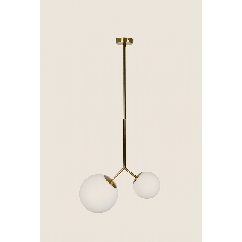 SE 110-15-23 PRATO PENDANT BRASS GOLD WITH 2 OPAL GLASSES Φ15,23 Γ4