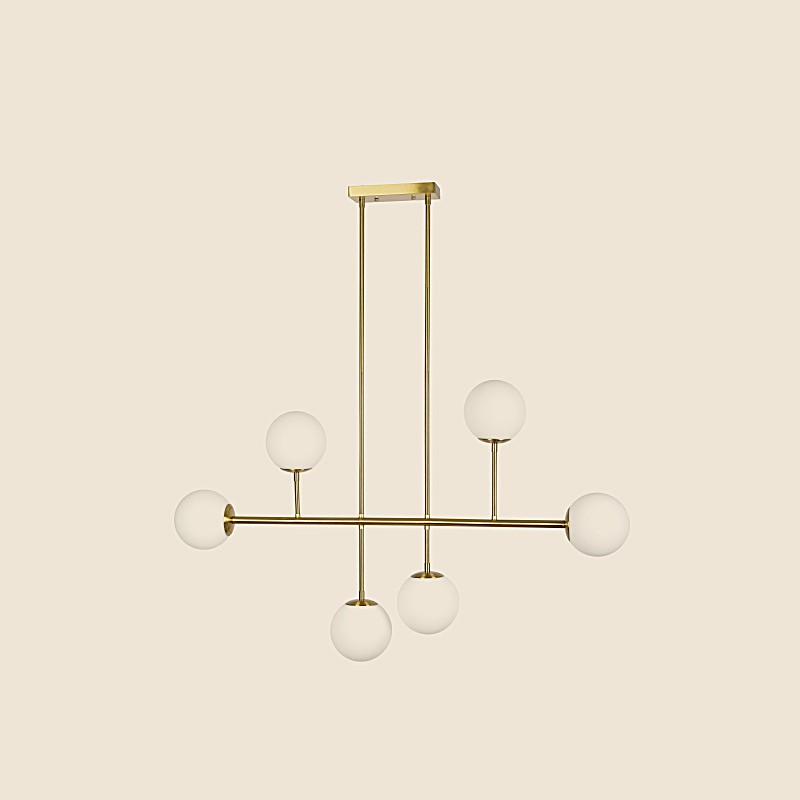 SE 110-6 PRATO PENDANT BRASS GOLD WITH 6 OPAL GLASSES Φ15 Γ4