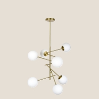 SE 110-7 PRATO PENDANT BRASS GOLD WITH 7 OPAL GLASSES Φ15 Γ4