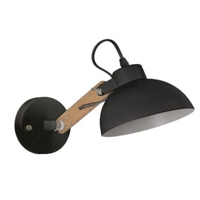 YQ-4004 POL BLACK METAL-WOOD WALL LAMP 1Ε1