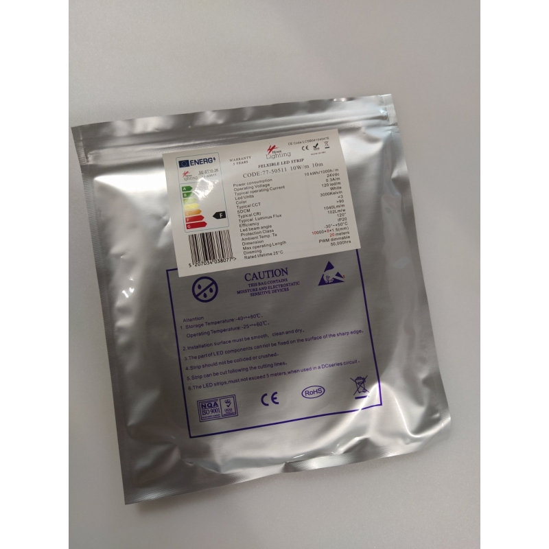 SE-ST10-3K LED STRIP 10W 24V 3000K 120Chips/m 10m 8mm 5 YEARS WARRANTY PRICE PER METER SE-ST10-3K LED STRIP 10W 24V 3000K 120Chips/m 10m 8mm 5 YEARS WARRANTY PRICE PER METER