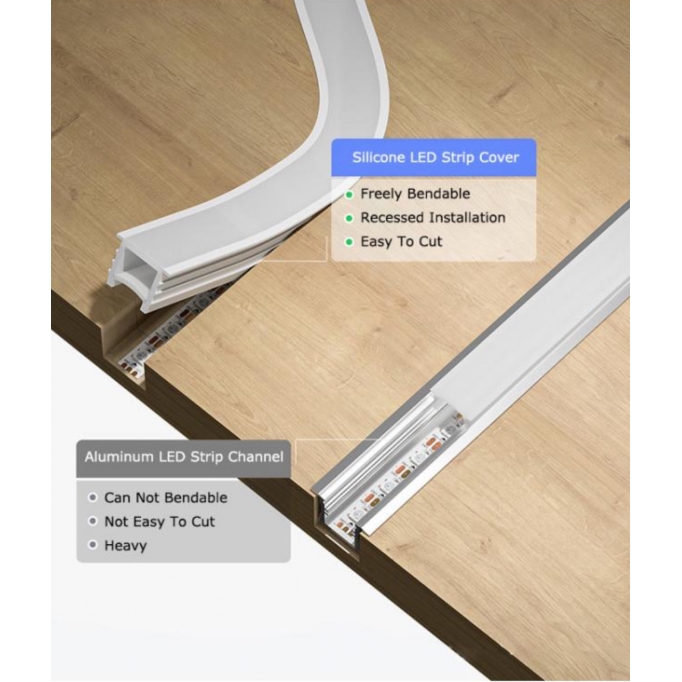 SE-SWL-17 SILICON 1,2*1,2CM WITH LACE 17MM FOR LED STRIP PRICE PER METER