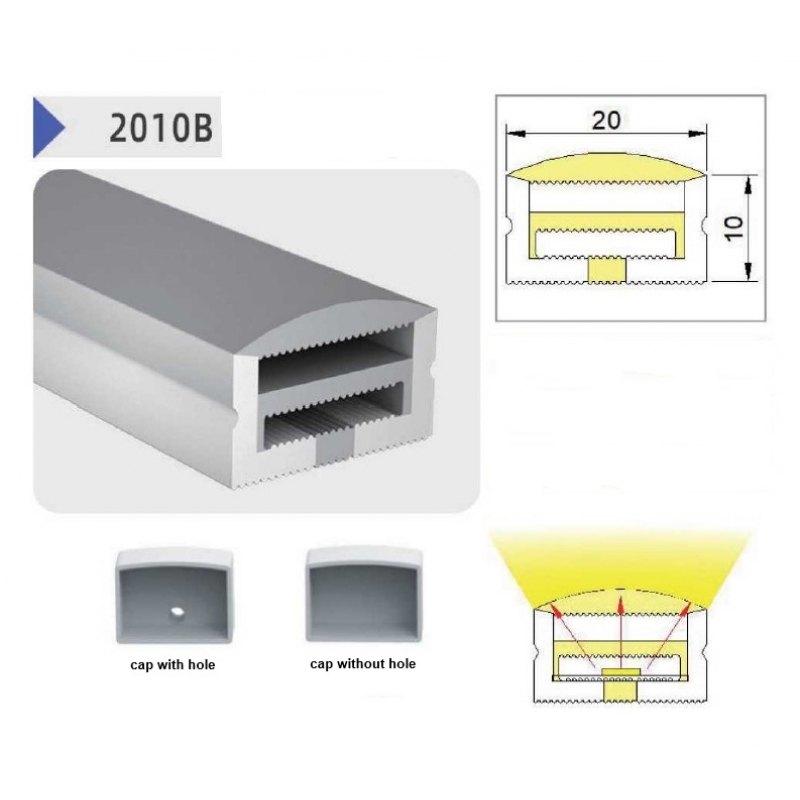 SE-SIL-2010B THICK SILICON 2x1cm FOR LED STRIP PRICE PER METER SE-SIL-2010B THICK SILICON 2x1cm FOR LED STRIP PRICE PER METER