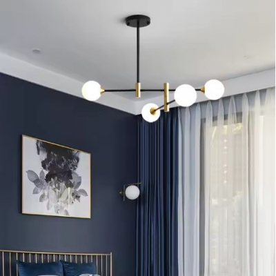 SE21-HA-4 HARUTO BLACK AND GOLD PENDANT OPAL 70x70x70  E27*4  MAX 60W IP20  2 YEARS WARRANTY