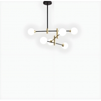 SE21-HA-6 HARUTO BLACK AND GOLD PENDANT OPAL 70x70x60cm E27x6 MAX60W IP20 2 YEARS WARRANTY