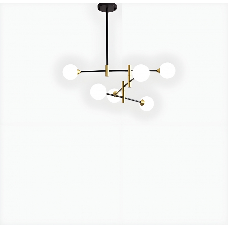 SE21-HA-6 HARUTO BLACK AND GOLD PENDANT OPAL 70x70x60cm E27x6 MAX60W IP20 2 YEARS WARRANTY