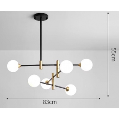 SE21-HA-6 HARUTO BLACK AND GOLD PENDANT OPAL 70x70x60cm E27x6 MAX60W IP20 2 YEARS WARRANTY