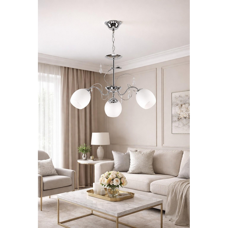 KQ 2221/3 FERROW PENDANT CHROME-OPAL GLASS Ζ3 KQ 2221/3 FERROW PENDANT CHROME-OPAL GLASS Ζ3