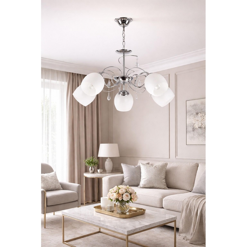 KQ 2221/5 FERROW PENDANT CHROME-OPAL GLASS Ζ3 KQ 2221/5 FERROW PENDANT CHROME-OPAL GLASS Ζ3