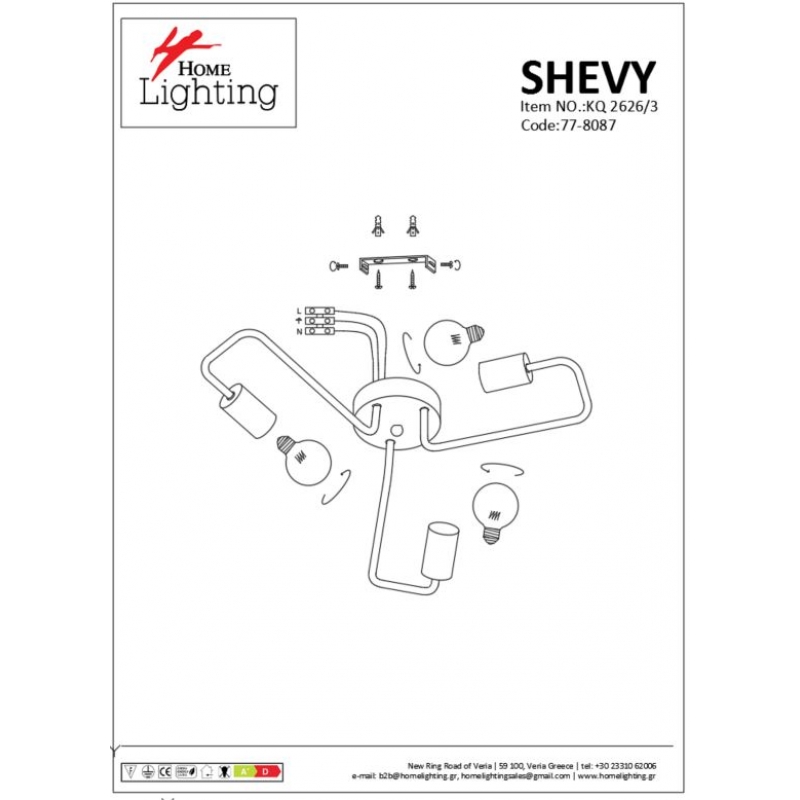KQ 2626/3 SHEVY CEILING LAMP Δ3 KQ 2626/3 SHEVY CEILING LAMP Δ3