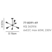 KQ 2629/6 GWEN BLACK PENDANT Δ4 KQ 2629/6 GWEN BLACK PENDANT Δ4