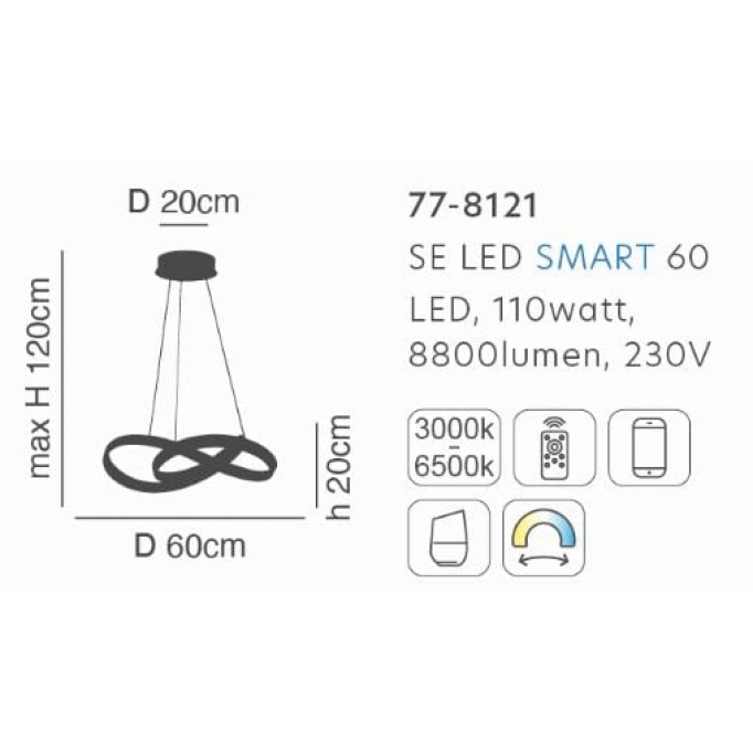 SE LED SMART 60 MILEA PENDANT GOLD MAT Α5