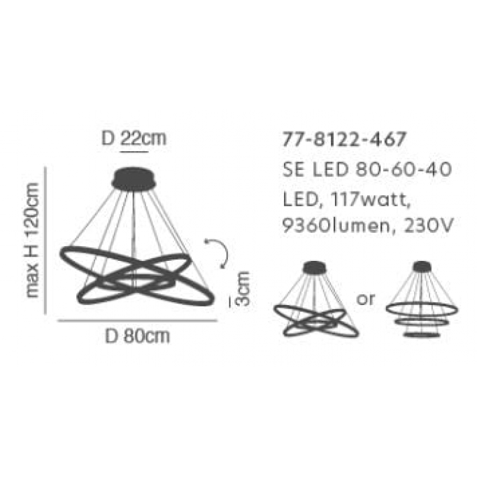 SE LED 80-60-40 OLYMPIC PENDANT CHROME Α5