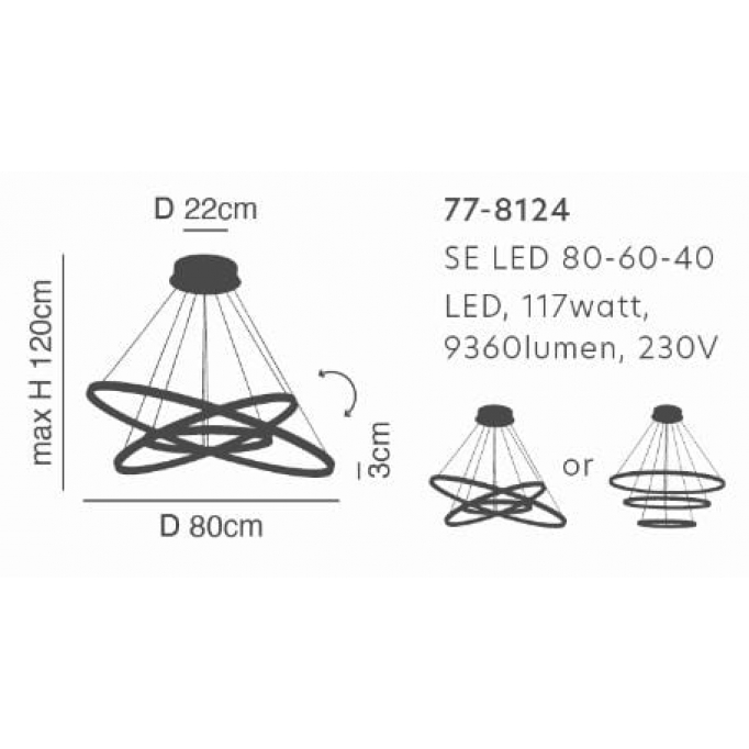 SE LED 80-60-40 OLYMPIC PENDANT GOLD MAT Β5