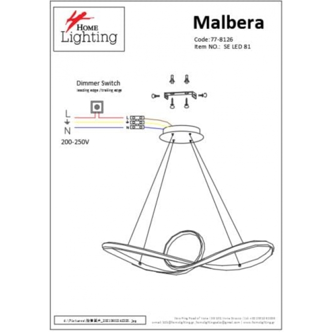 SE LED 81 MALBERA PENDANT CHROME Β5