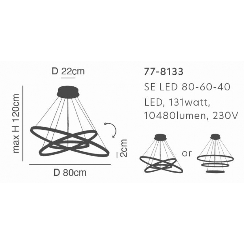 SE LED 80-60-40 MORELLI PENDANT WHITE MAT Β5 SE LED 80-60-40 MORELLI PENDANT WHITE MAT Β5
