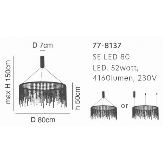 SE LED 80 CRESCENDO PENDANT BLACK Γ5