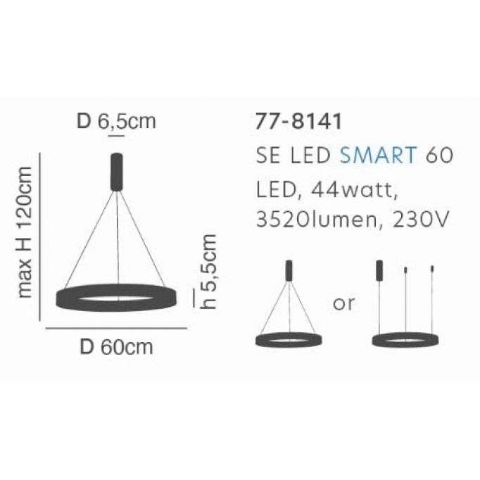 SE LED SMART 60 AMAYA PENDANT WHITE Δ5