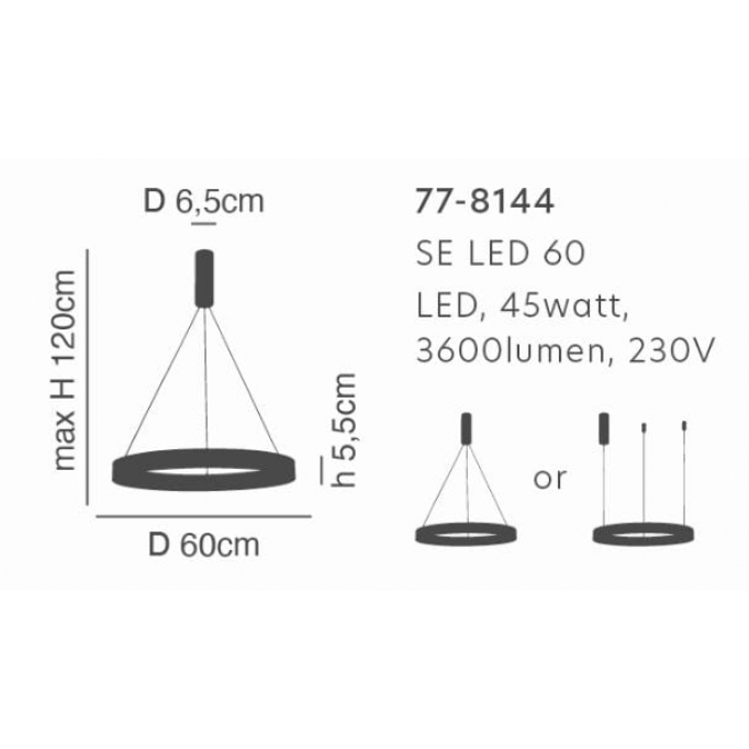 SE LED 60 AMAYA PENDANT NICKEL MAT Ε5