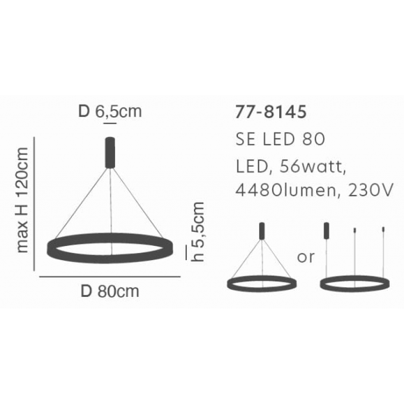 SE LED 80 AMAYA PENDANT NICKEL MAT Ε5