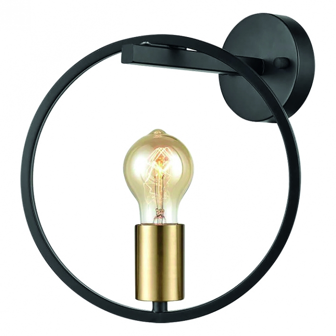 KQ 9016-1W HOOP WALL LAMP BLACK & BRUSHED BRASS Γ4