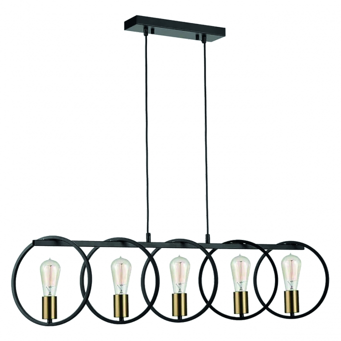 KQ 9016-5 HOOP PENDANT BLACK & BRUSHED BRASS Γ4