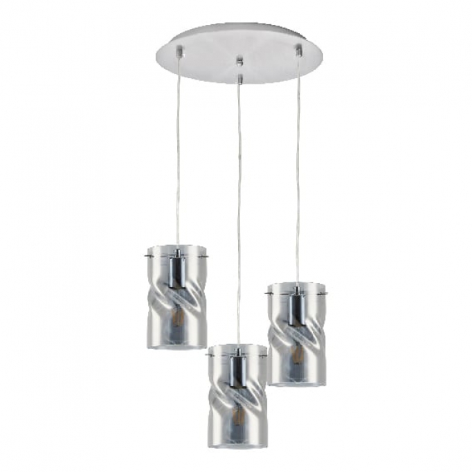 KQ S0616-3 TWIST SMOKEY PENDANT GLASS+