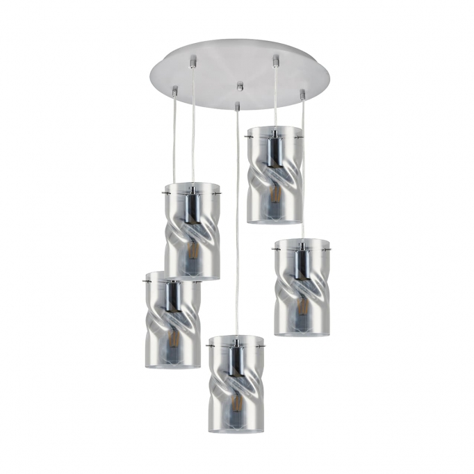 KQ S0616-5 TWIST SMOKEY PENDANT GLASS+