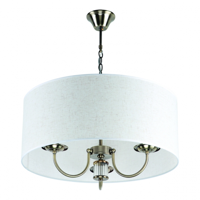 KQ 9015-3A PARIL ANTIQUE BRASS PENDANT BEIGE SHADES 1Ε1