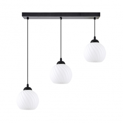 KQ 8865-3 SWIRL BLACK PENDANT WITH WHITE GLASSES Ε3 KQ 8865-3 SWIRL BLACK PENDANT WITH WHITE GLASSES Ε3