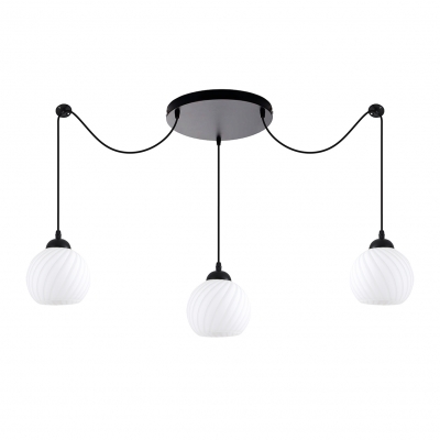 KQ 8865-3A SWIRL BLACK PENDANT WITH WHITE GLASSES Ε3 KQ 8865-3A SWIRL BLACK PENDANT WITH WHITE GLASSES Ε3