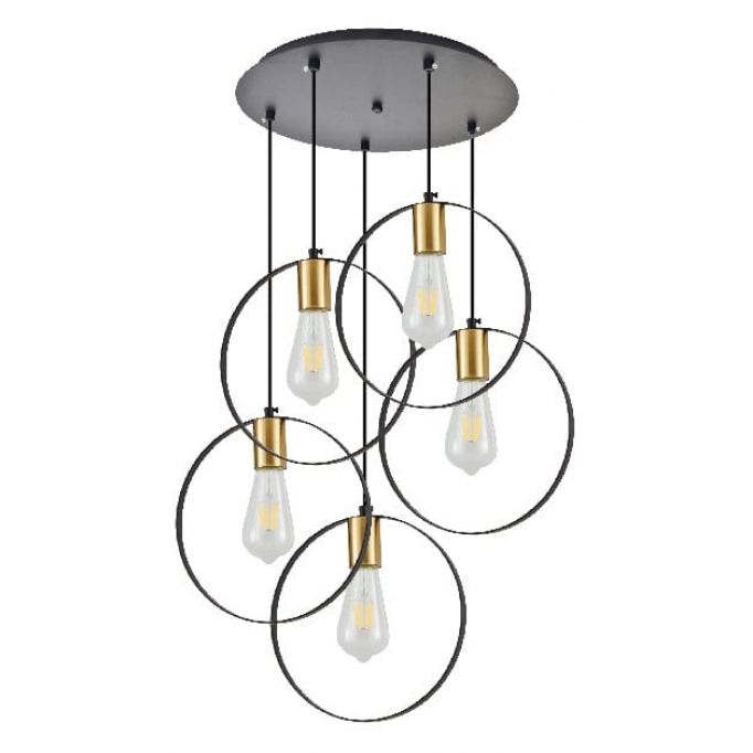 KQ 9016-5P HOOP PENDANT BLACK & BRUSHED BRASS+