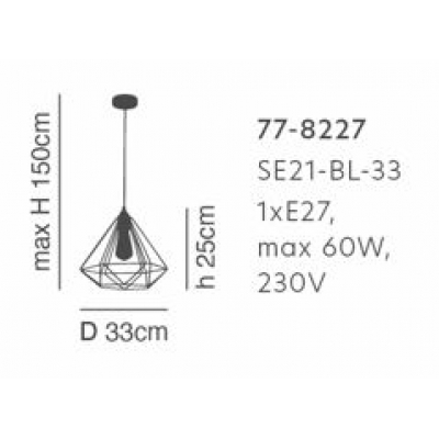 SE21-BL-33 MILA BLACK METAL GRID PENDANT Δ3 SE21-BL-33 MILA BLACK METAL GRID PENDANT Δ3