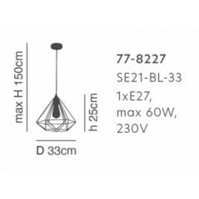 SE21-BL-33 MILA BLACK METAL GRID PENDANT Δ3