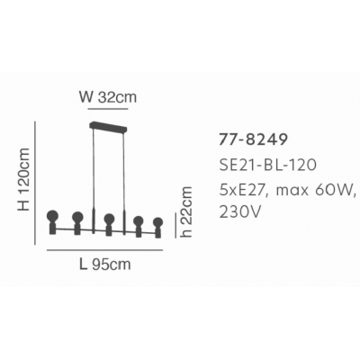 SE21-BL-120 ADEPT BLACK METAL PENDANT Γ4 SE21-BL-120 ADEPT BLACK METAL PENDANT Γ4