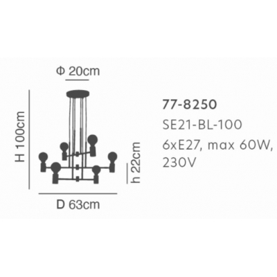 SE21-BL-100 ADEPT BLACK METAL PENDANT Γ4 SE21-BL-100 ADEPT BLACK METAL PENDANT Γ4