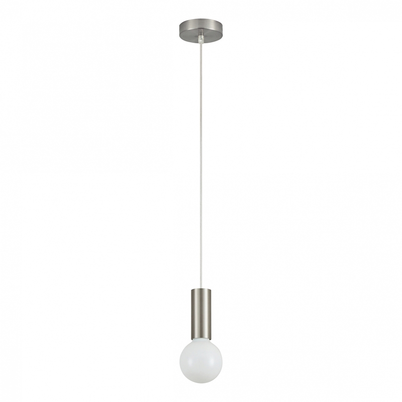 SE21-NM-4-3NM-SH2 ADEPT TUBE Nickel Matt Pendant Grey Fabric Shade+