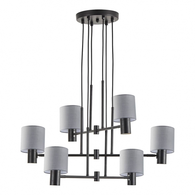 SE21-BL-100-SH2 ADEPT BLACK PENDANT GREY SHADE+