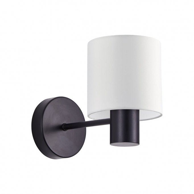 SE21-BL-16-SH1 BLACK WALL LAMP WHITE SHADE+