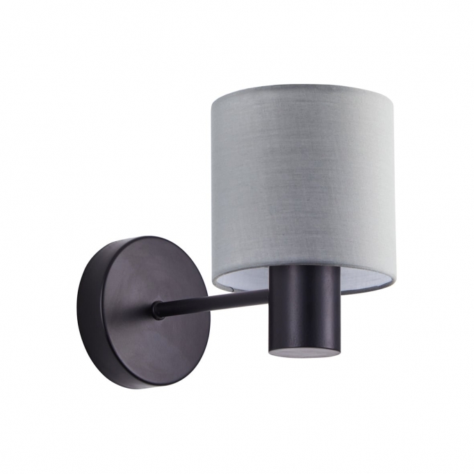 SE21-BL-16-SH2 ADEPT BLACK WALL LAMP GREY SHADE+